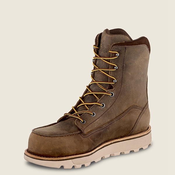 Red Wing Safety Boots Mens Khaki - Traction Tred Lite - 8-inch Waterproof Toe - 4597281-EK